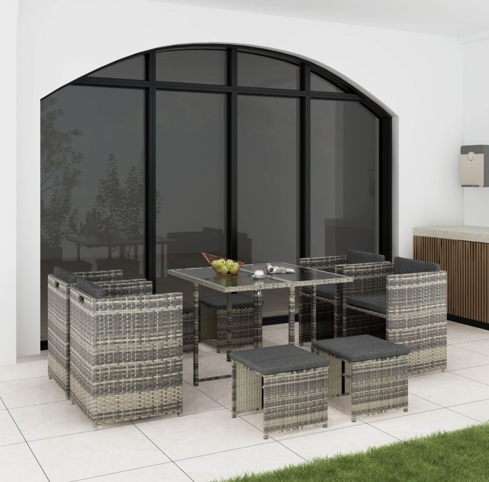 Armadale 8 Seater Outdoor Dining Set – Grey